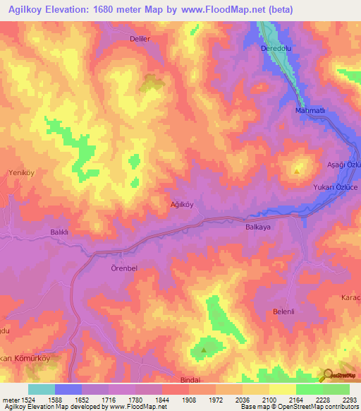 Agilkoy,Turkey Elevation Map