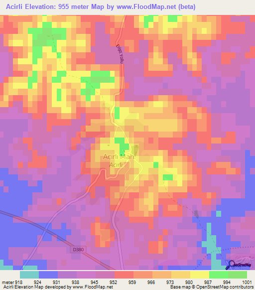 Acirli,Turkey Elevation Map