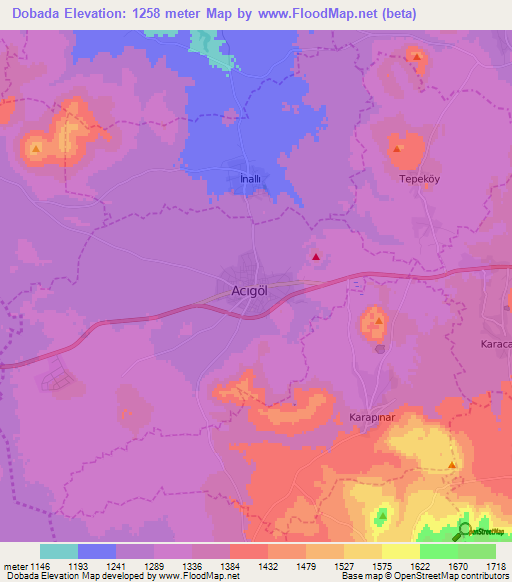 Dobada,Turkey Elevation Map