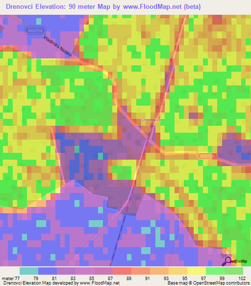 Drenovci,Croatia Elevation Map