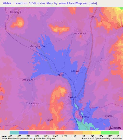 Ablak,Turkey Elevation Map