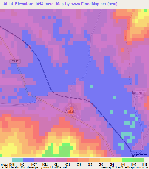 Ablak,Turkey Elevation Map