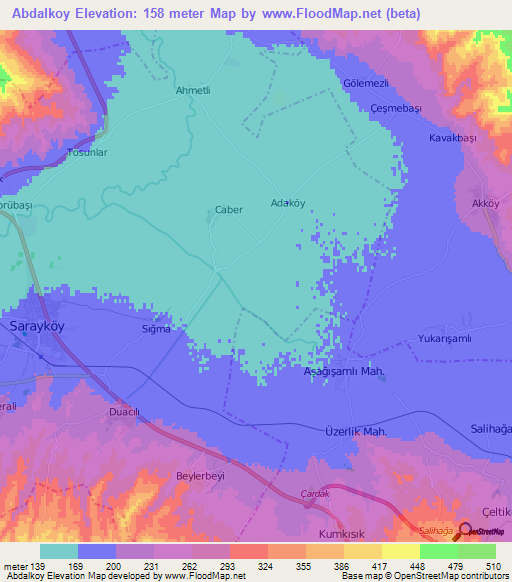 Abdalkoy,Turkey Elevation Map