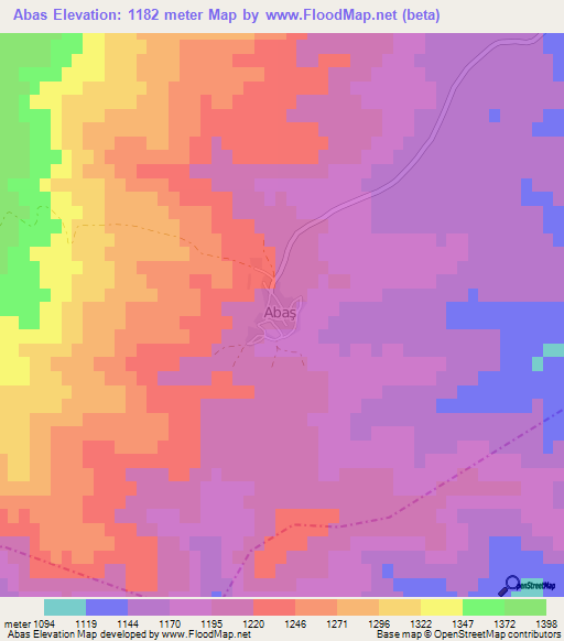 Abas,Turkey Elevation Map