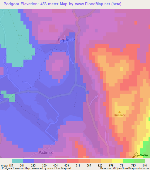 Podgora,Croatia Elevation Map