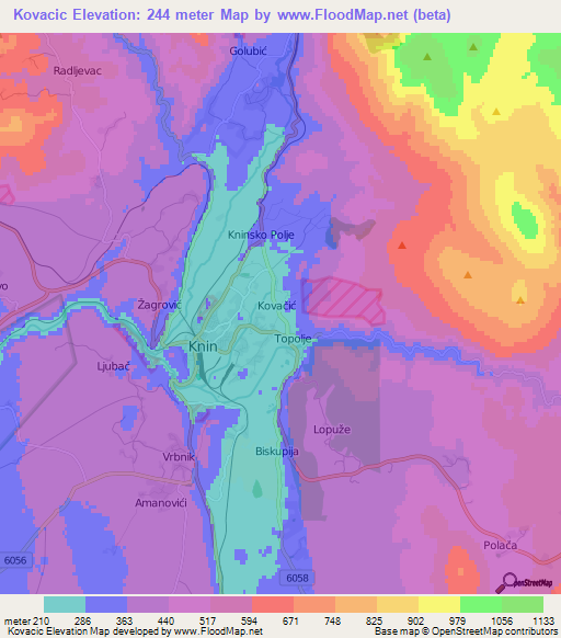 Kovacic,Croatia Elevation Map