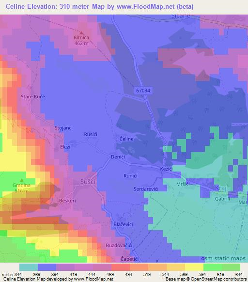 Celine,Croatia Elevation Map