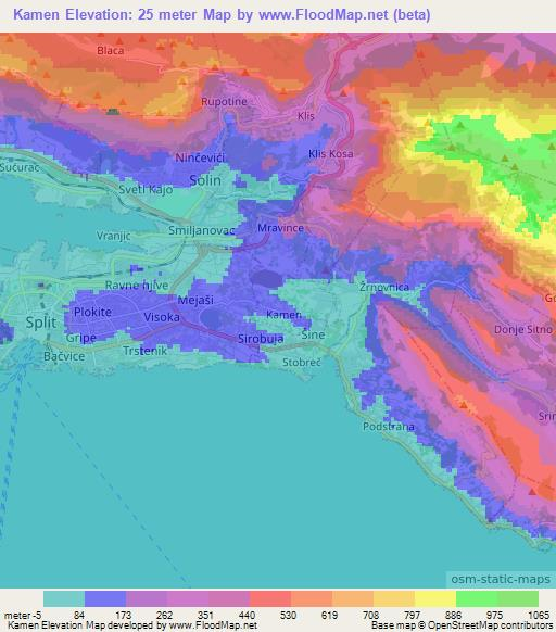 Kamen,Croatia Elevation Map