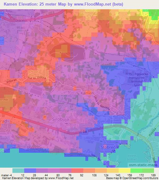 Kamen,Croatia Elevation Map