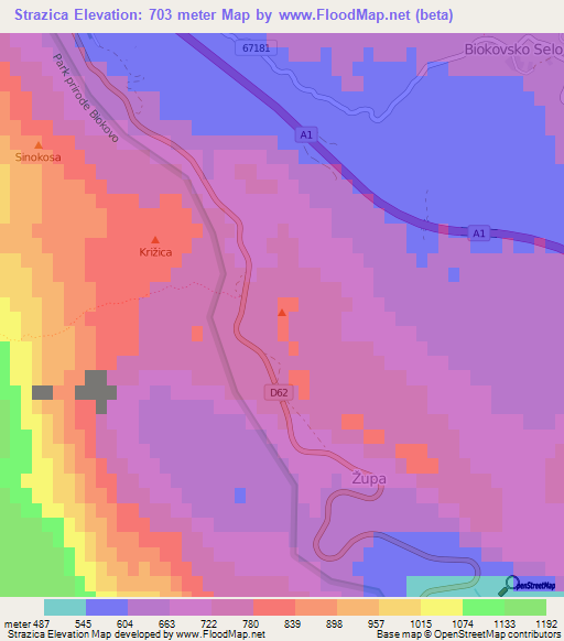 Strazica,Croatia Elevation Map