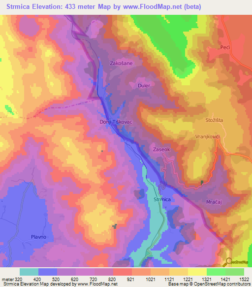 Strmica,Croatia Elevation Map