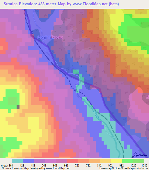 Strmica,Croatia Elevation Map