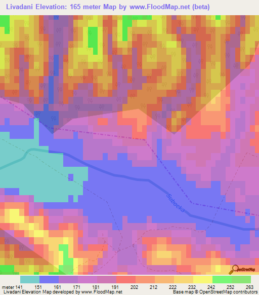 Livadani,Croatia Elevation Map