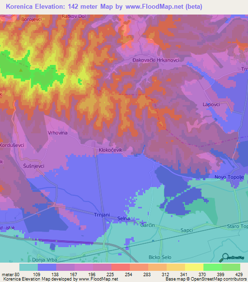 Korenica,Croatia Elevation Map