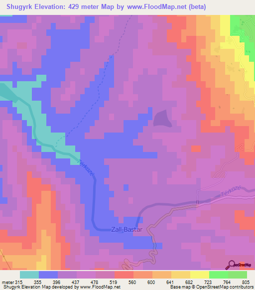 Shugyrk,Albania Elevation Map