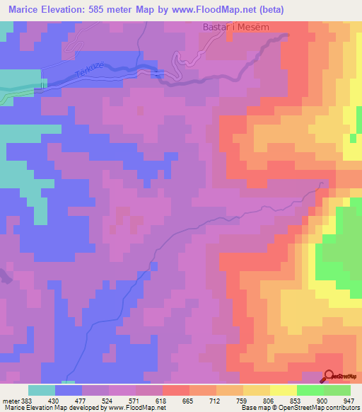 Marice,Albania Elevation Map