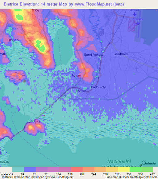 Bistrice,Montenegro Elevation Map