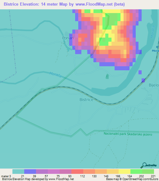 Bistrice,Montenegro Elevation Map