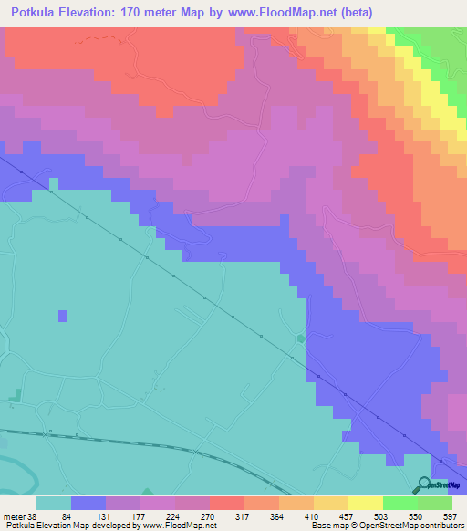 Potkula,Montenegro Elevation Map