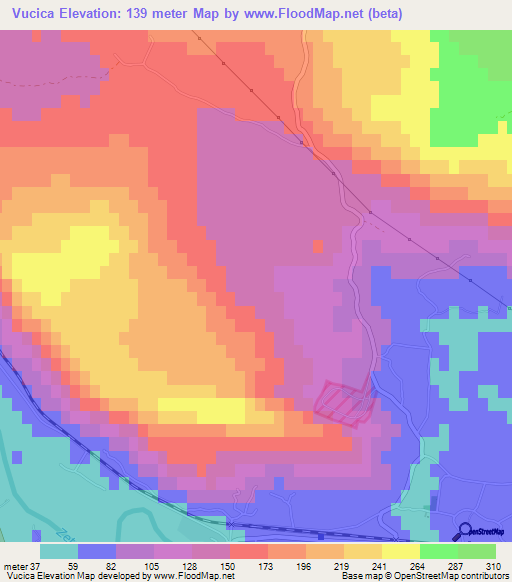 Vucica,Montenegro Elevation Map