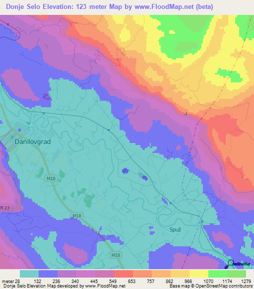 Donje Selo,Montenegro Elevation Map