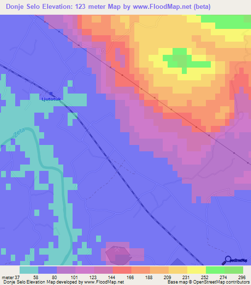 Donje Selo,Montenegro Elevation Map