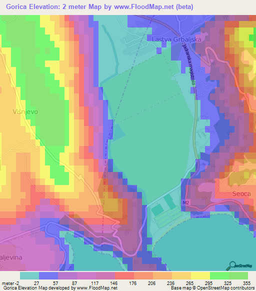 Gorica,Montenegro Elevation Map