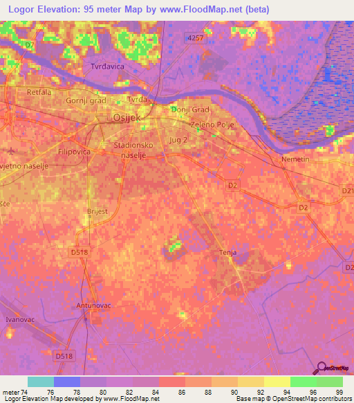 Logor,Croatia Elevation Map