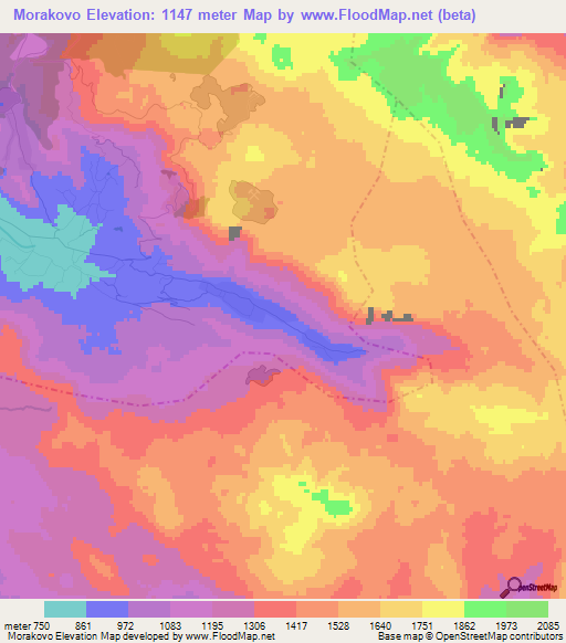 Morakovo,Montenegro Elevation Map