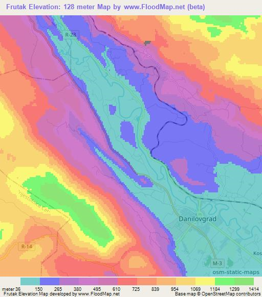 Frutak,Montenegro Elevation Map