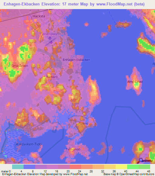 Enhagen-Ekbacken,Sweden Elevation Map