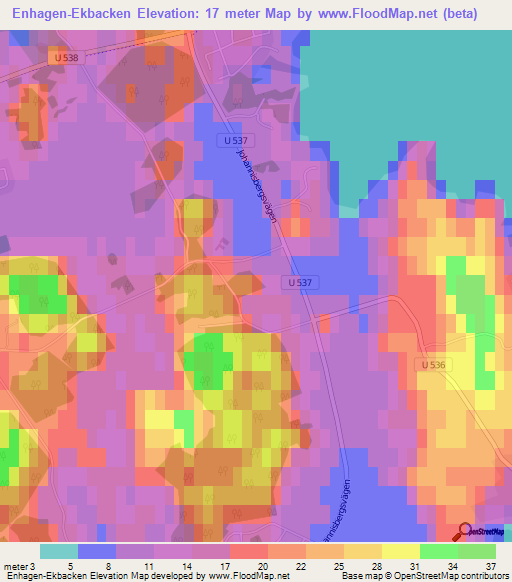 Enhagen-Ekbacken,Sweden Elevation Map