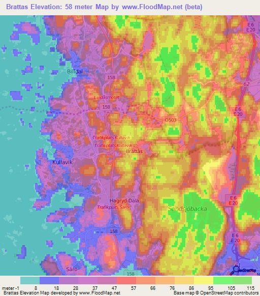 Brattas,Sweden Elevation Map