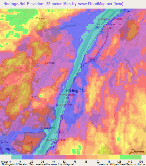 Nodinge-Nol,Sweden Elevation Map