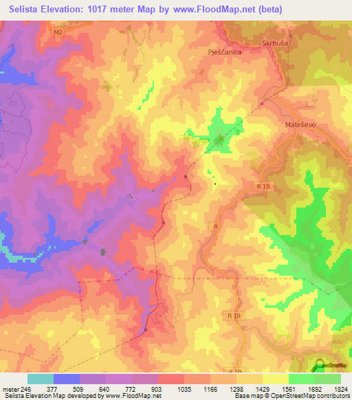 Selista,Montenegro Elevation Map