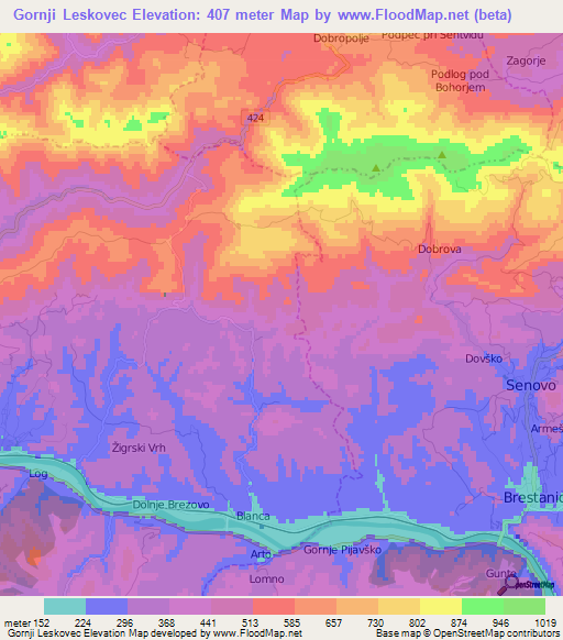 Gornji Leskovec,Slovenia Elevation Map