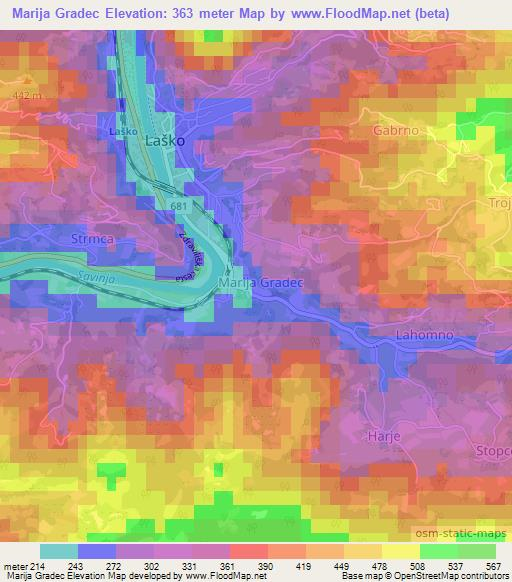 Marija Gradec,Slovenia Elevation Map