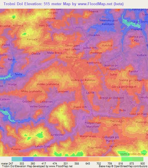 Trobni Dol,Slovenia Elevation Map