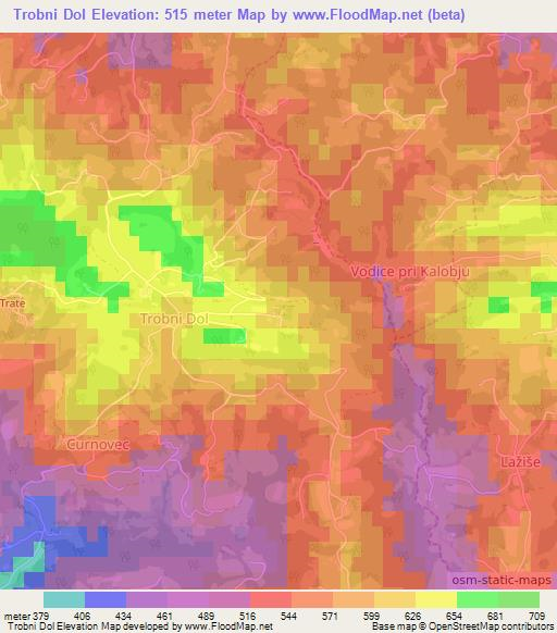 Trobni Dol,Slovenia Elevation Map