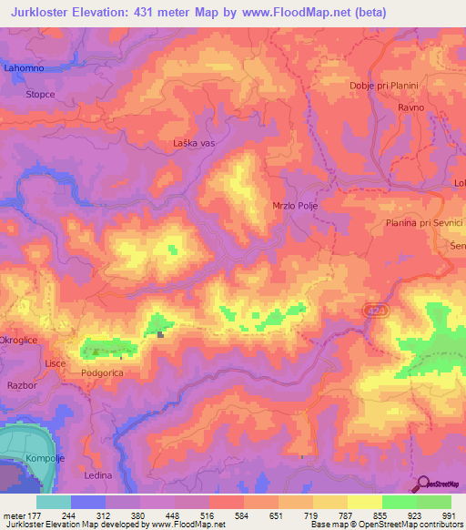 Jurkloster,Slovenia Elevation Map