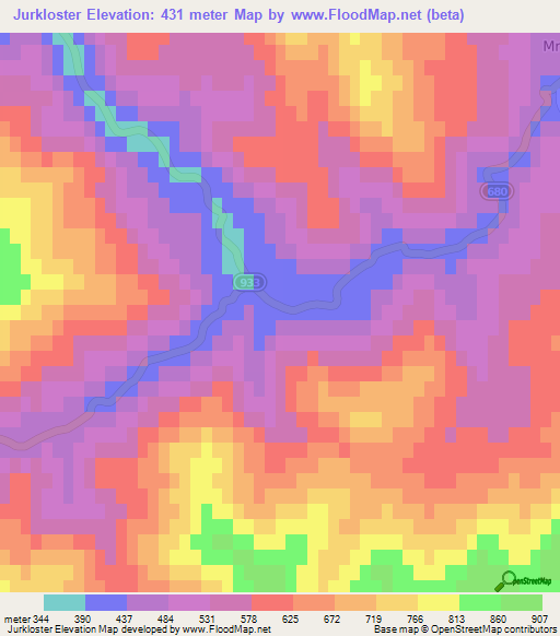 Jurkloster,Slovenia Elevation Map