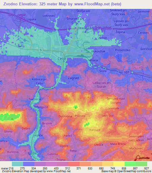 Zvodno,Slovenia Elevation Map