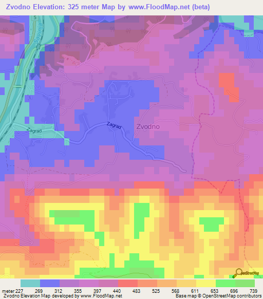 Zvodno,Slovenia Elevation Map