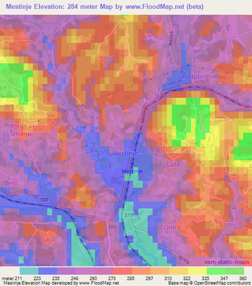 Mestinje,Slovenia Elevation Map