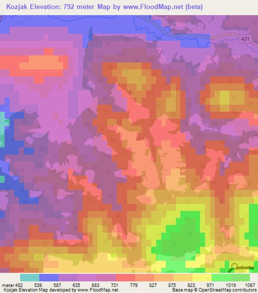 Kozjak,Slovenia Elevation Map