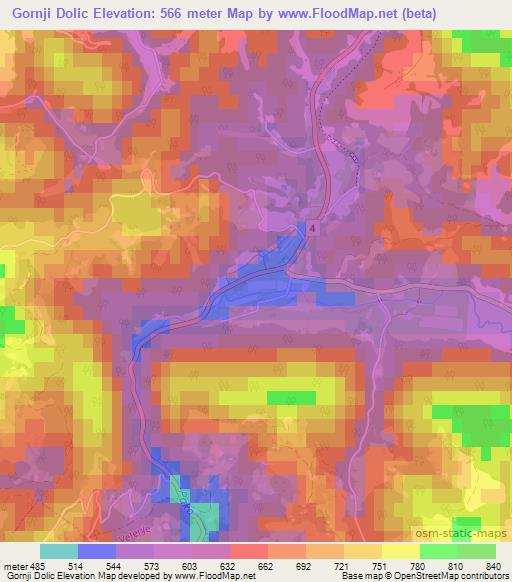 Gornji Dolic,Slovenia Elevation Map