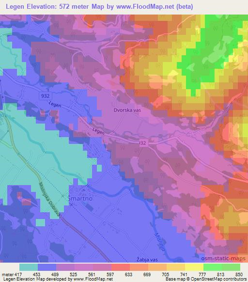 Legen,Slovenia Elevation Map