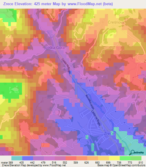 Zrece,Slovenia Elevation Map