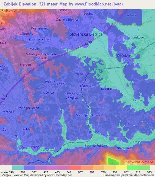 Zabljek,Slovenia Elevation Map