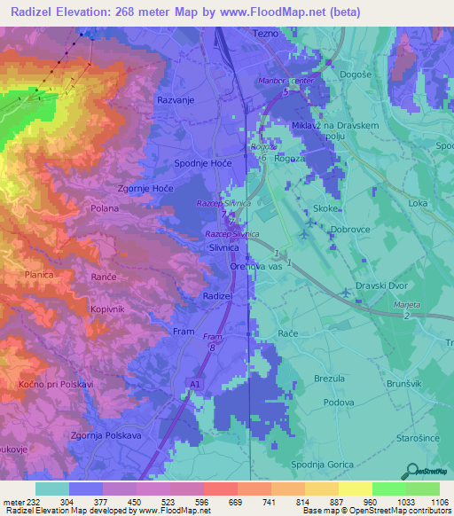 Radizel,Slovenia Elevation Map